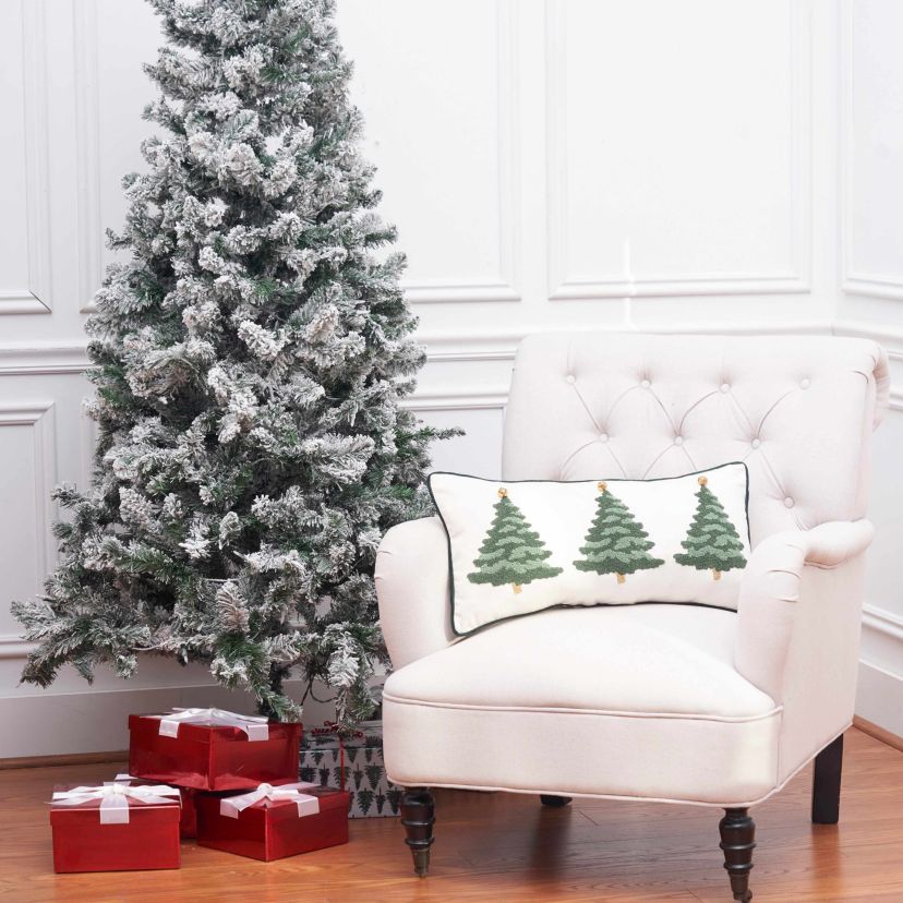 24" x 12" Flocked Trees Throw Pillow