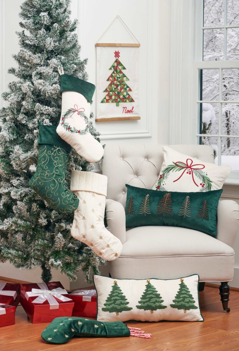 24" x 12" Flocked Trees Throw Pillow