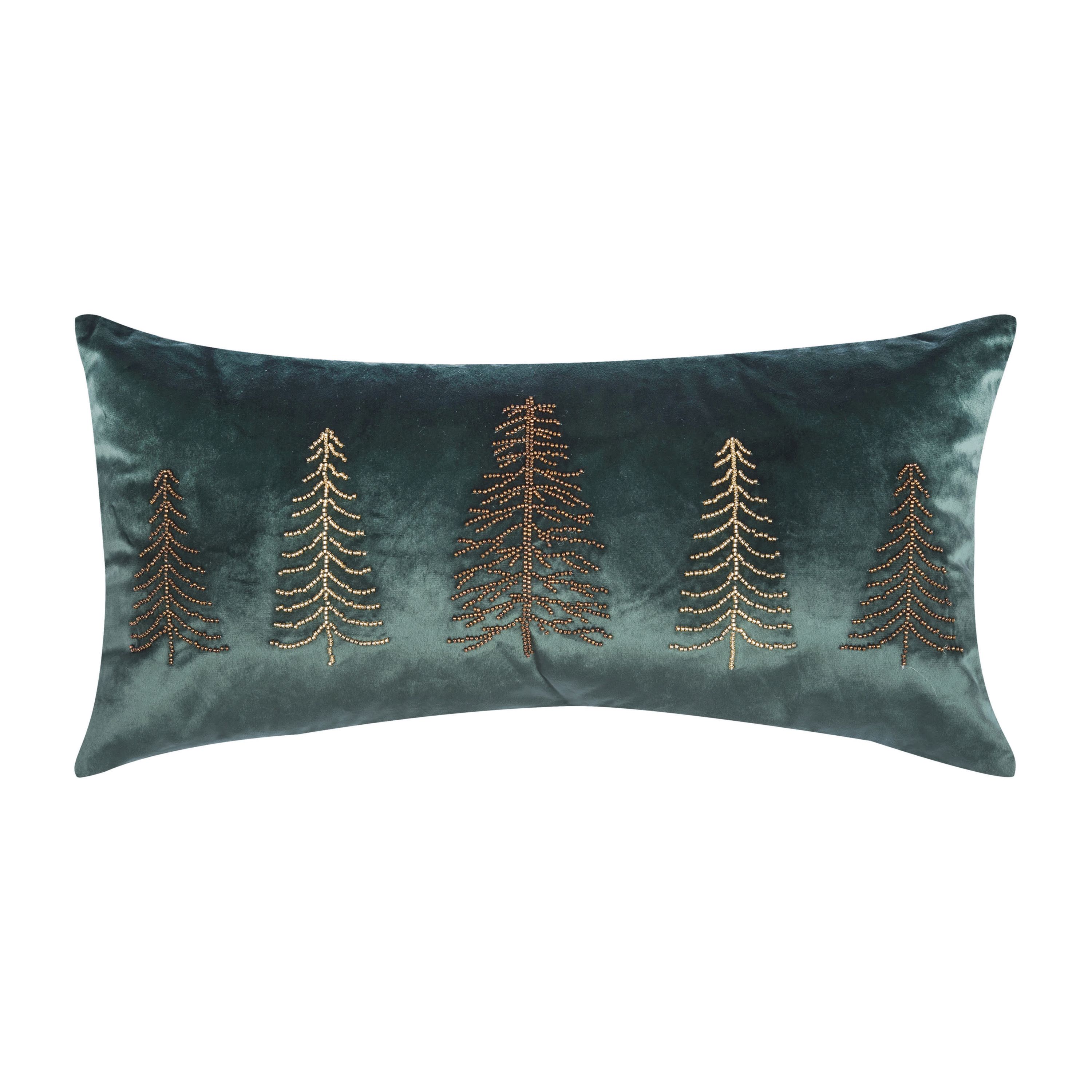 24" x 12" Beaded Tree Throw Pillow