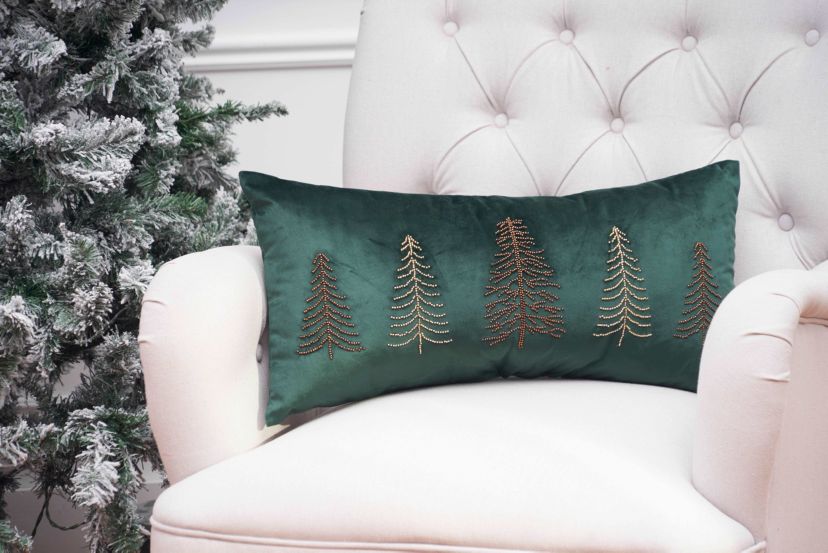 24" x 12" Beaded Tree Throw Pillow
