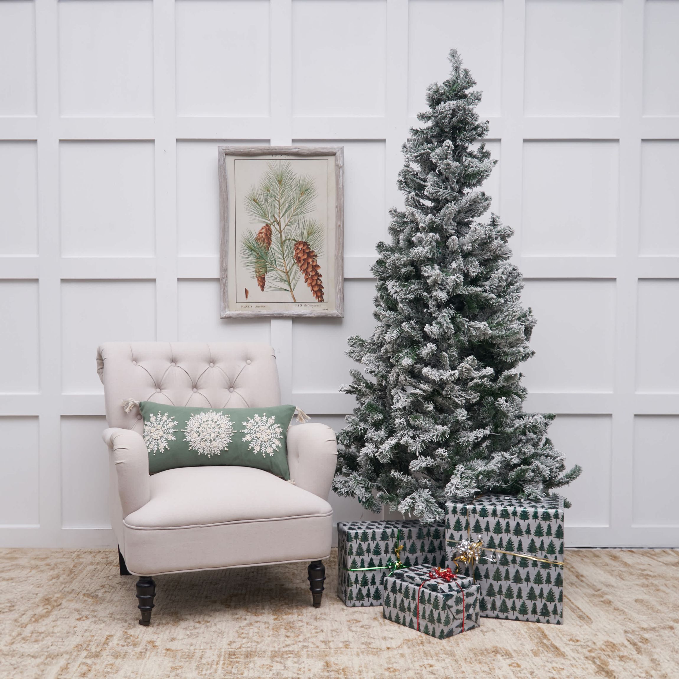 24" x 12" Sage Snowflake Throw Pillow