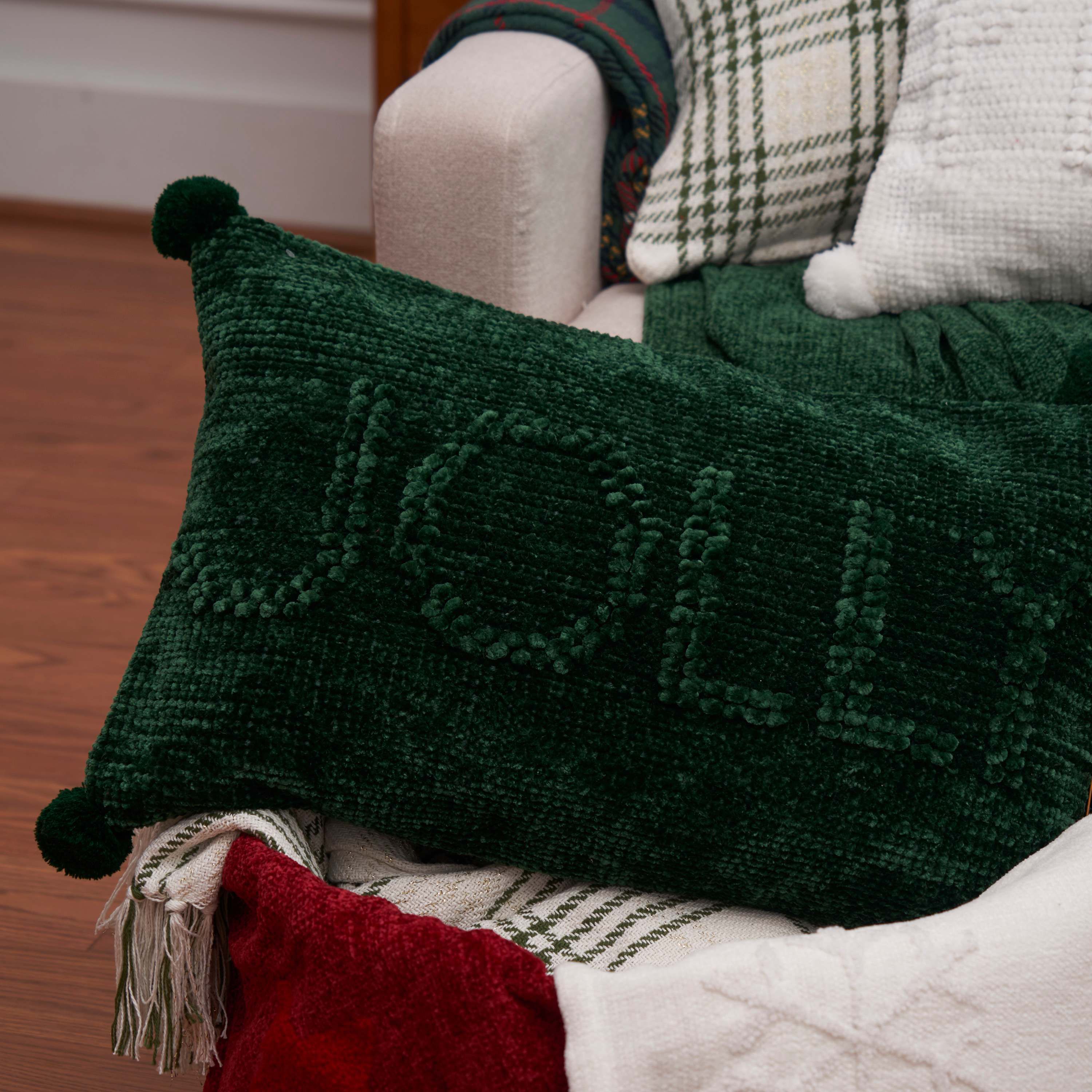 22" x 14" Green Jolly Throw Pillow