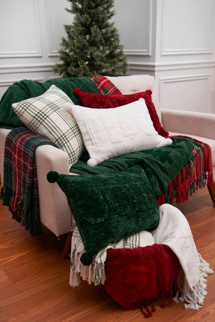 22" x 14" Green Jolly Throw Pillow