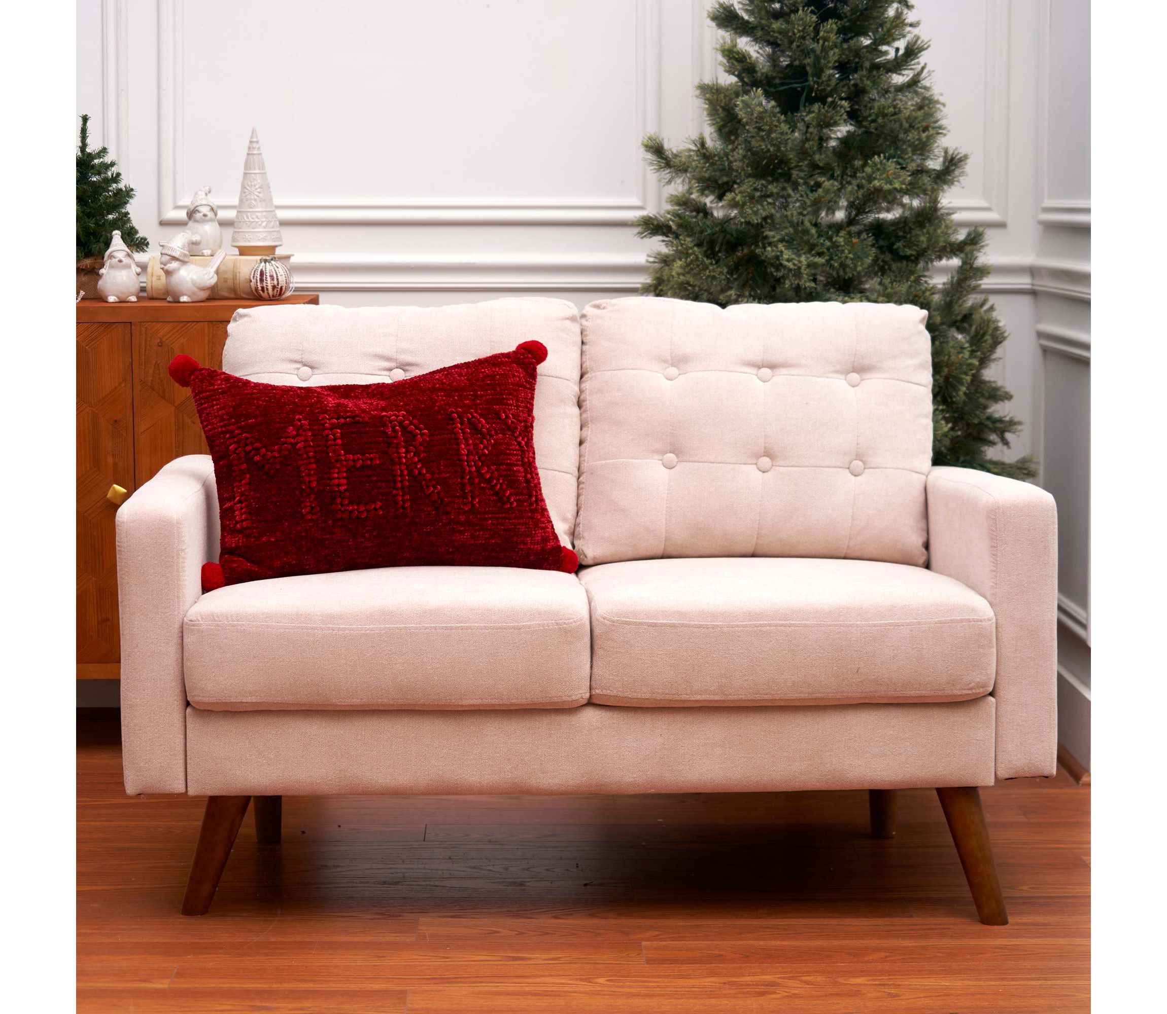 22" x 14" Red Merry Throw Pillow