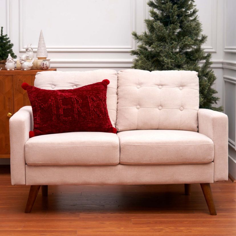 22" x 14" Red Merry Throw Pillow
