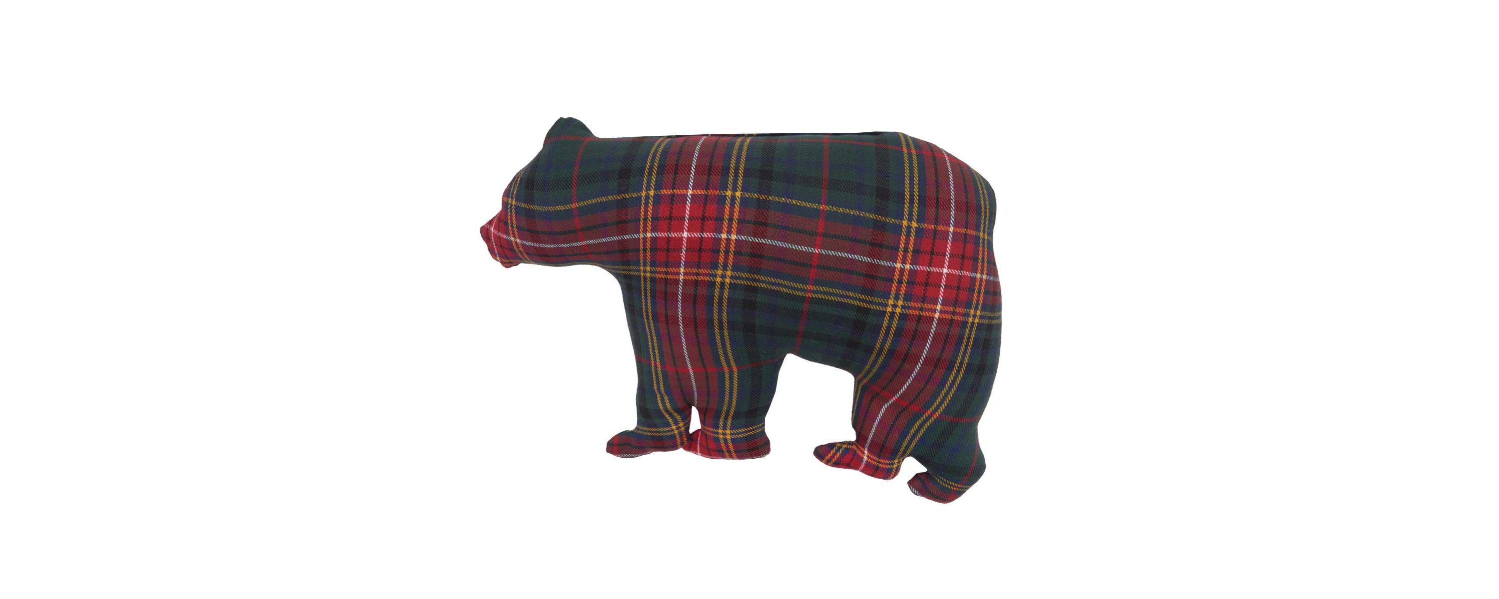 20" x 13.5" Plaid Bear Shaped Throw Pillow