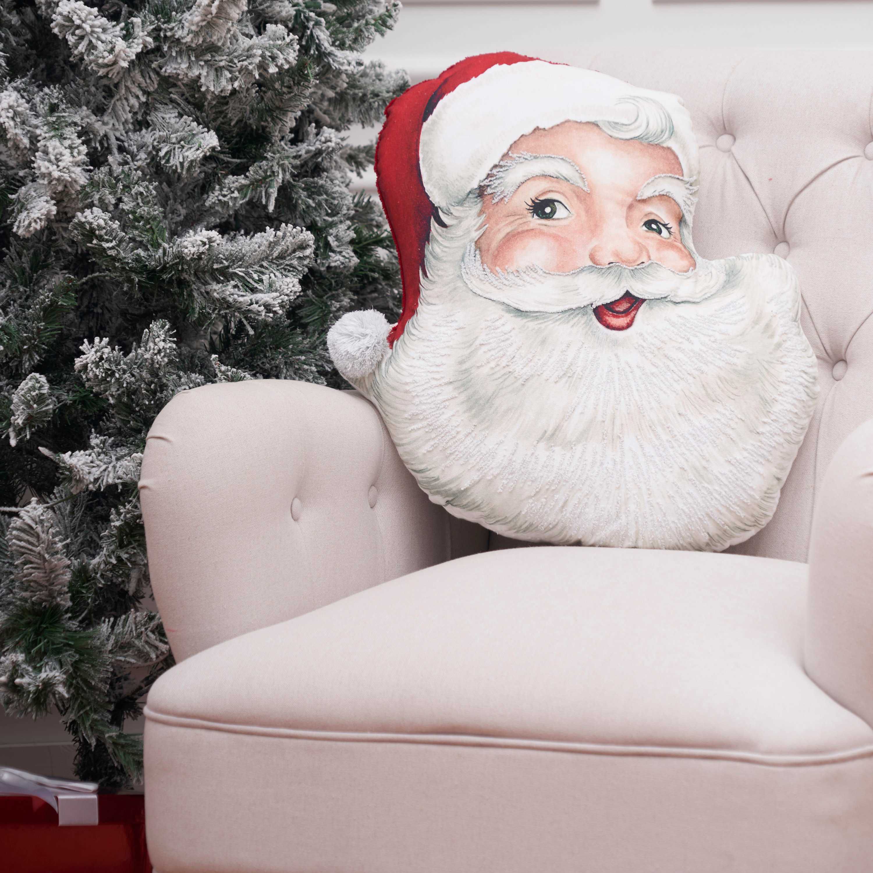 21" x 20" Vintage Santa Shaped Throw Pillow