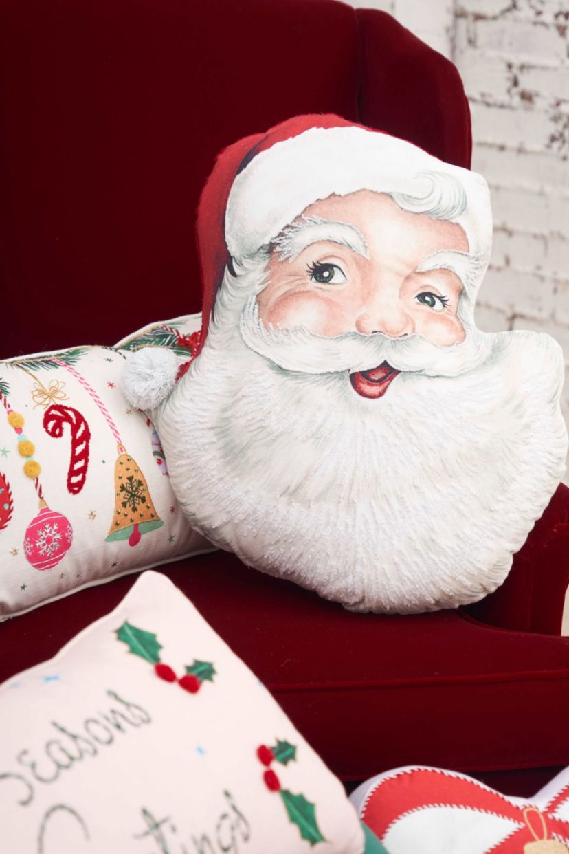 21" x 20" Vintage Santa Shaped Throw Pillow