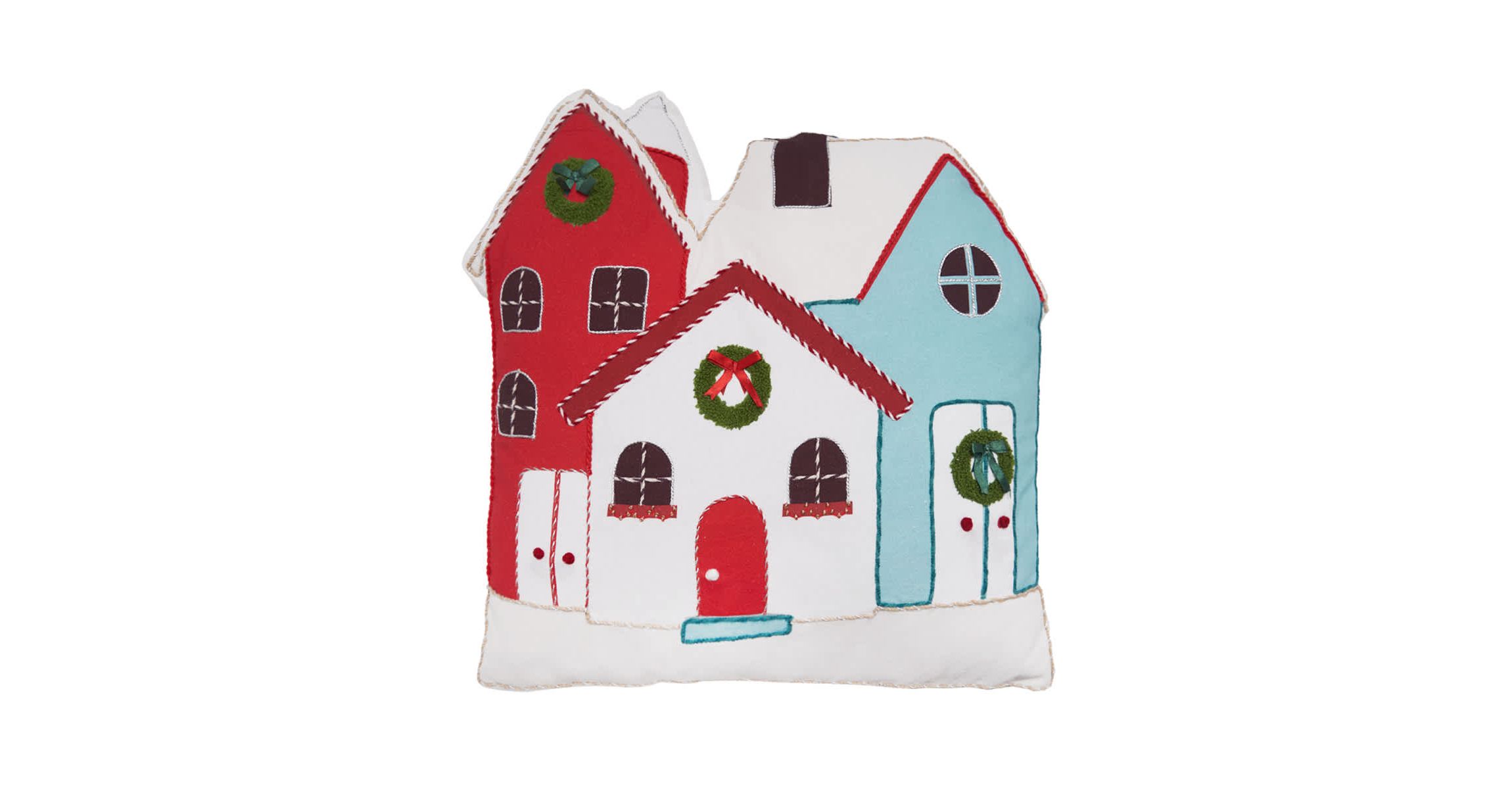 18" x 18" Village Shaped Throw Pillow