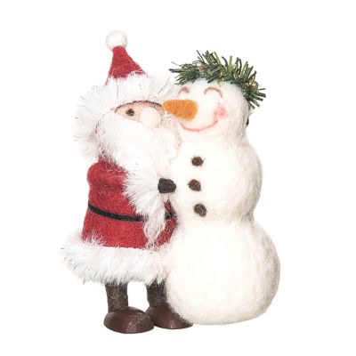 Gallerie II Christmas Santa Claus With Snowman Decorative Figurine, Red