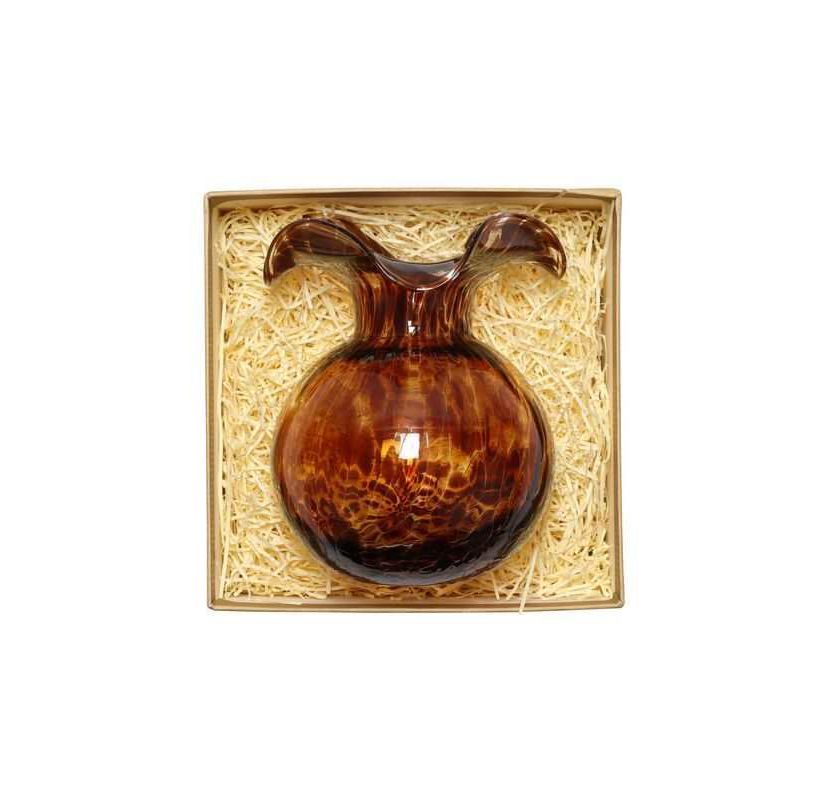 Hibiscus Glass Dark Green Bud Vase