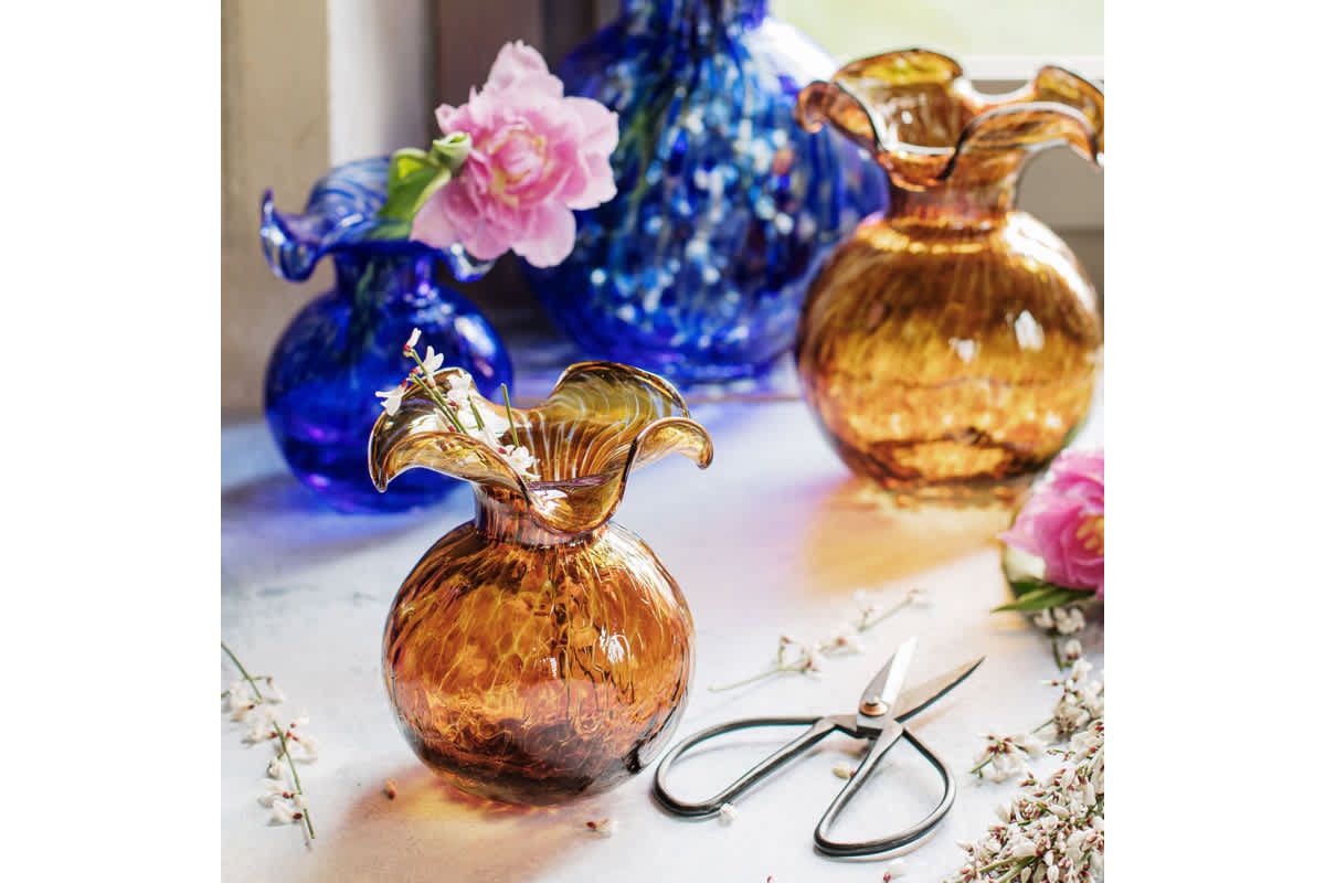 Hibiscus Glass Brown Tortoiseshell Bud Vase