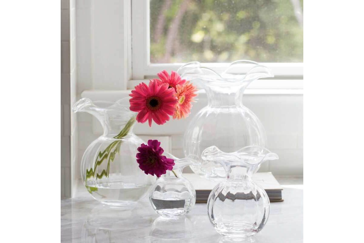 Hibiscus Glass Dark Green Medium Fluted Vase