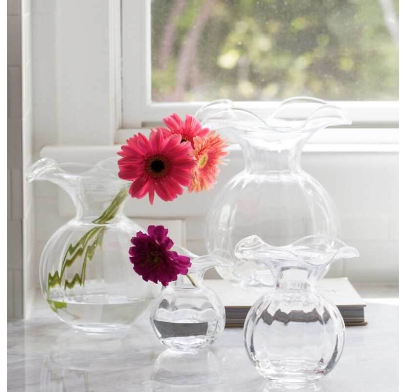 Hibiscus Glass Dark Green Medium Fluted Vase