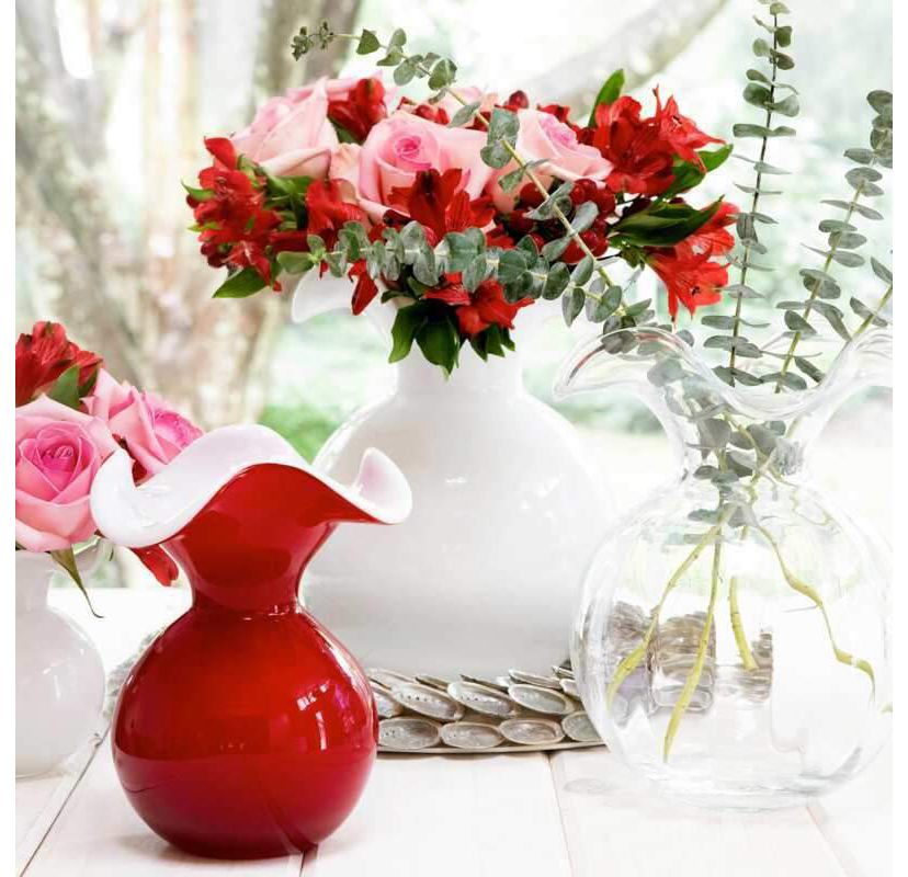 Hibiscus Glass Dark Green Medium Fluted Vase