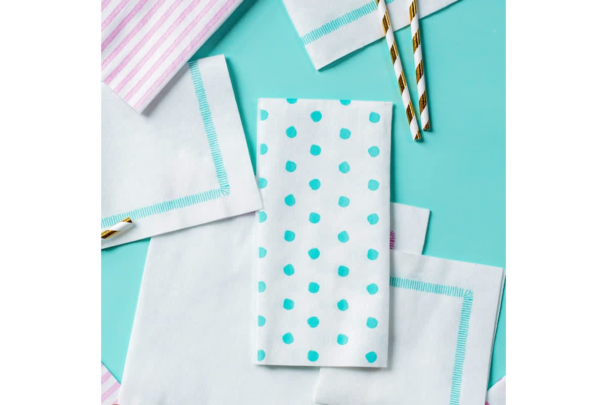  Papersoft Napkins Dot Aqua Guest Towels (Pack of 20) 