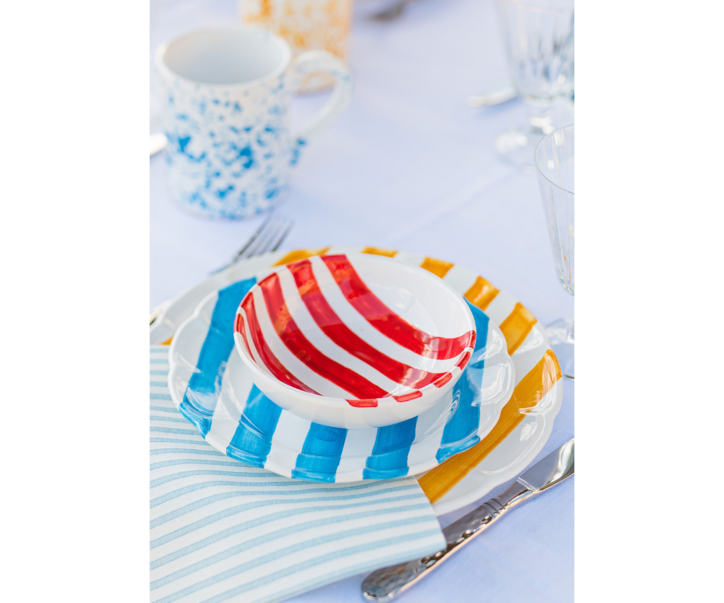 Amalfitana Cobalt Stripe Salad Plate