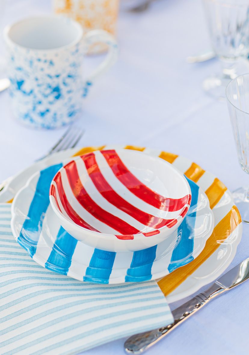 Amalfitana Cobalt Stripe Salad Plate