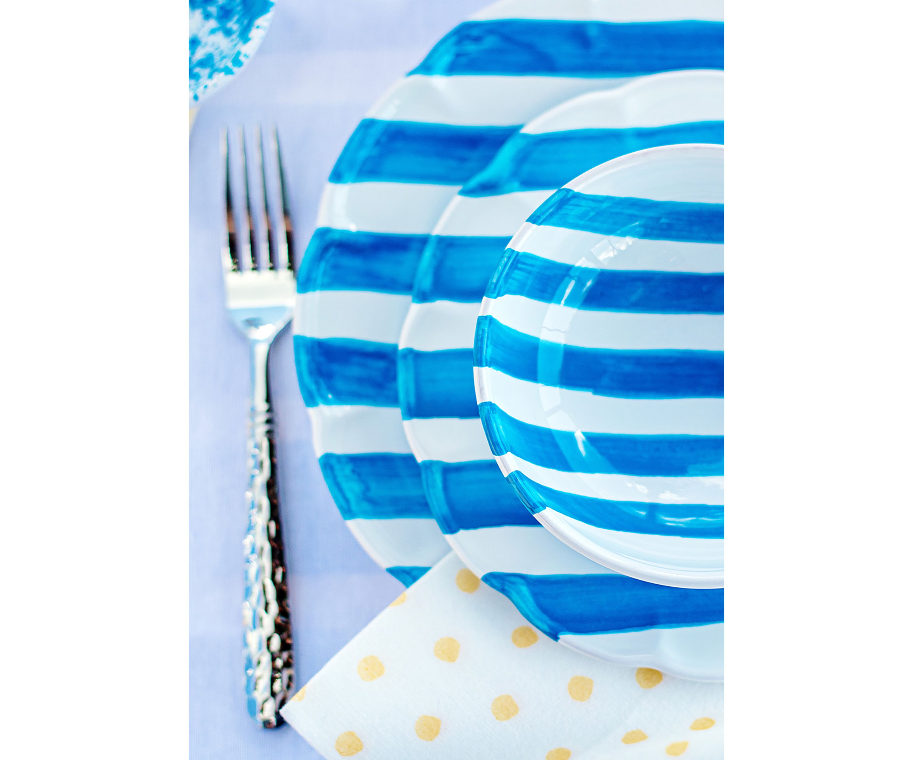 Amalfitana Cobalt Stripe Salad Plate