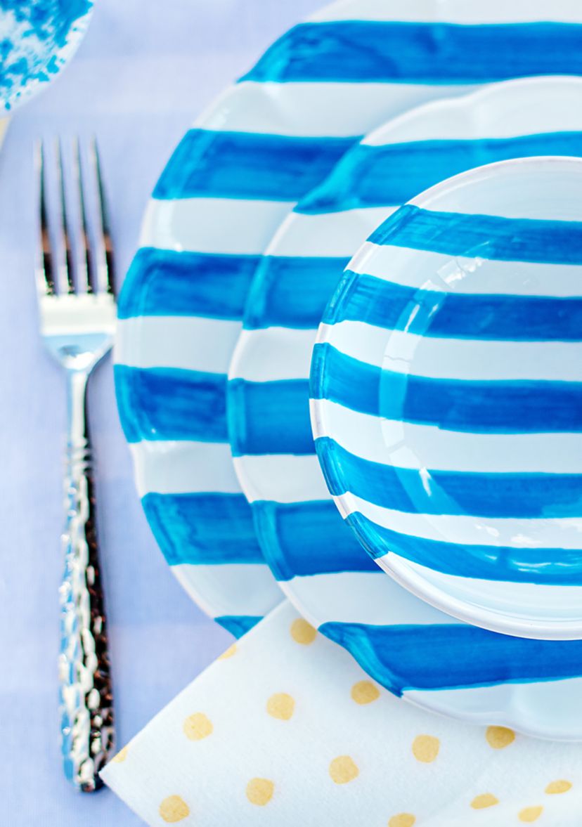 Amalfitana Cobalt Stripe Salad Plate