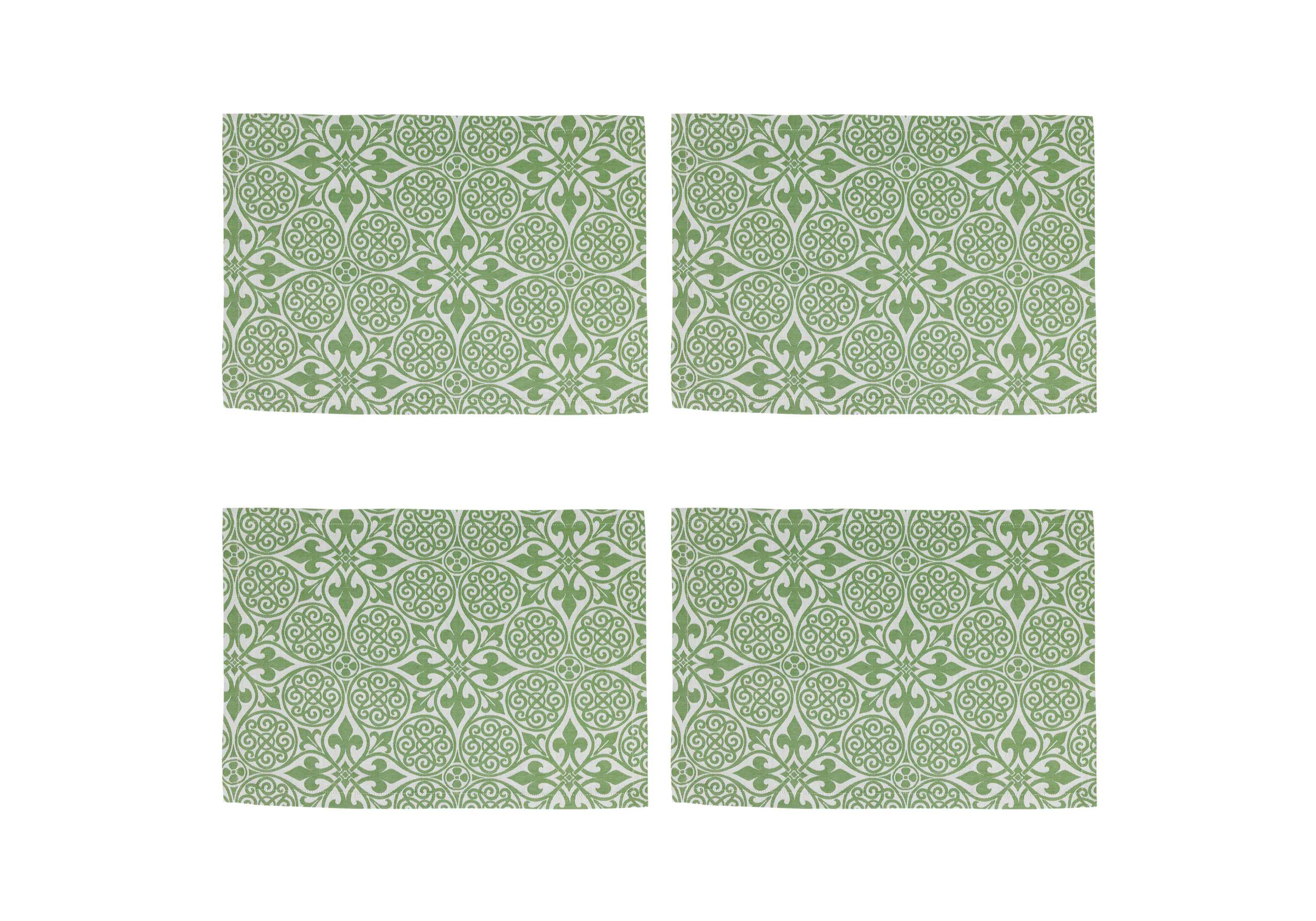 Damask Green Placemats - Set of 4