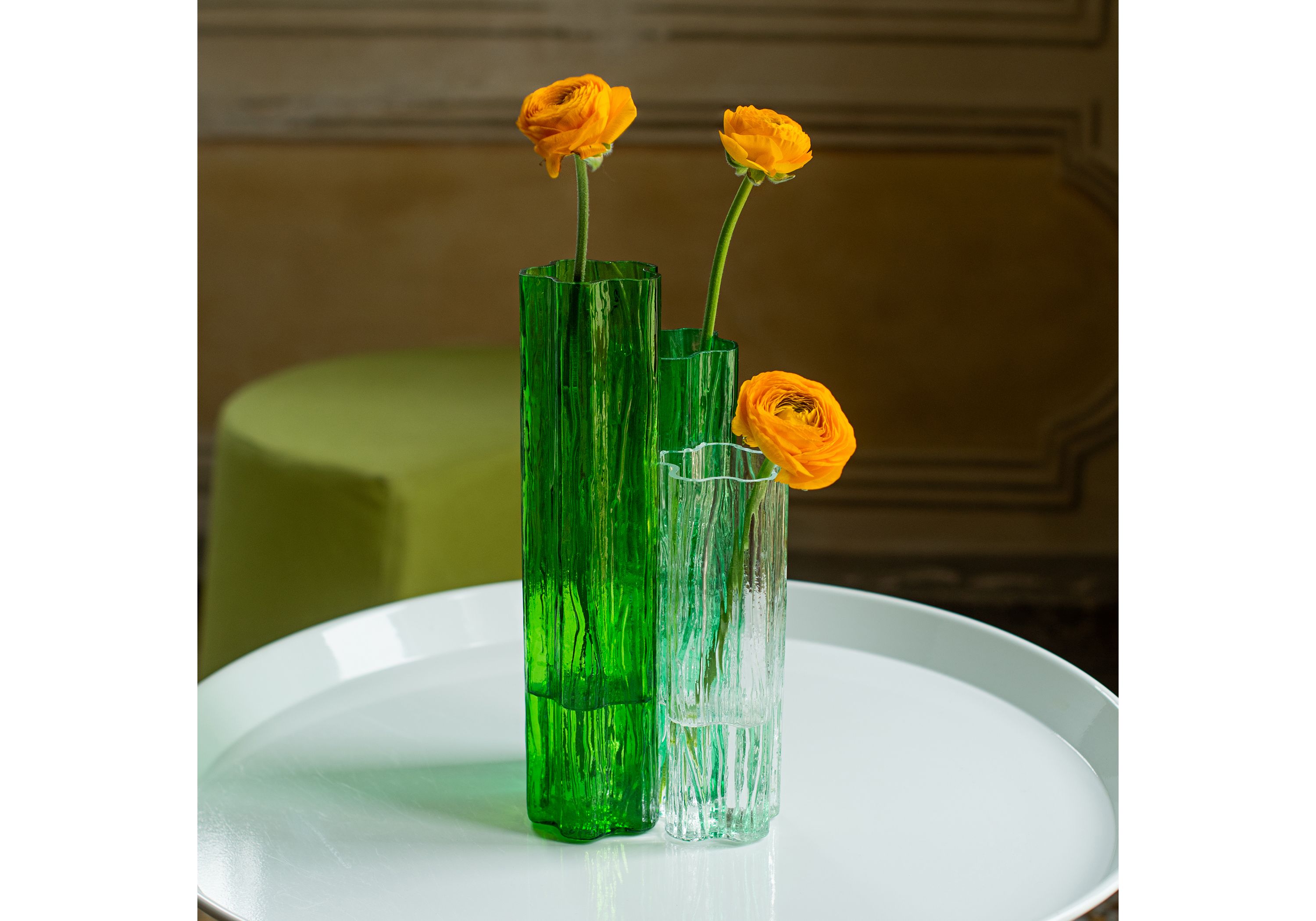 Flora Glass Green Vase