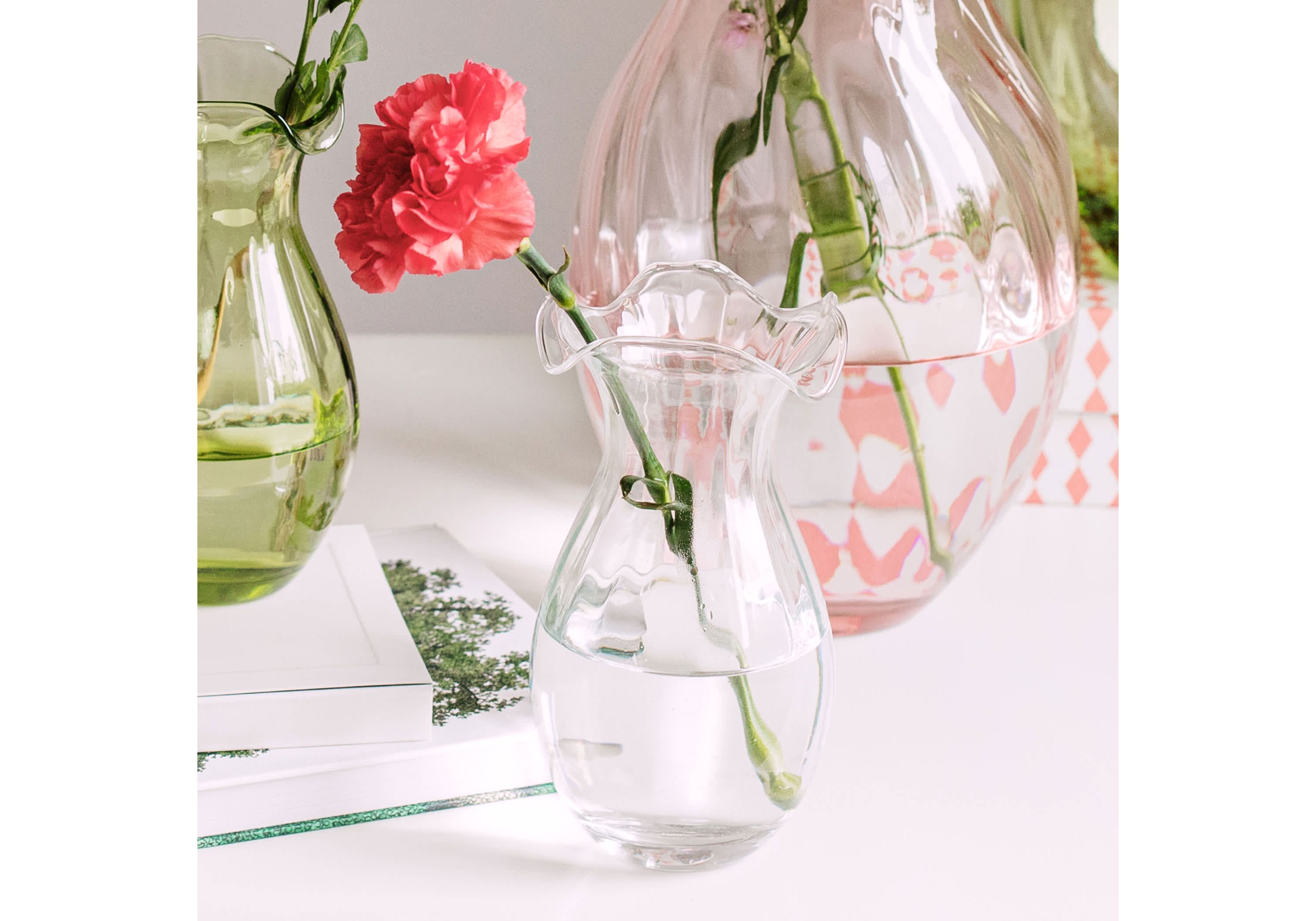 Hibiscus Glass Clear Vertical Fluted Small Vase