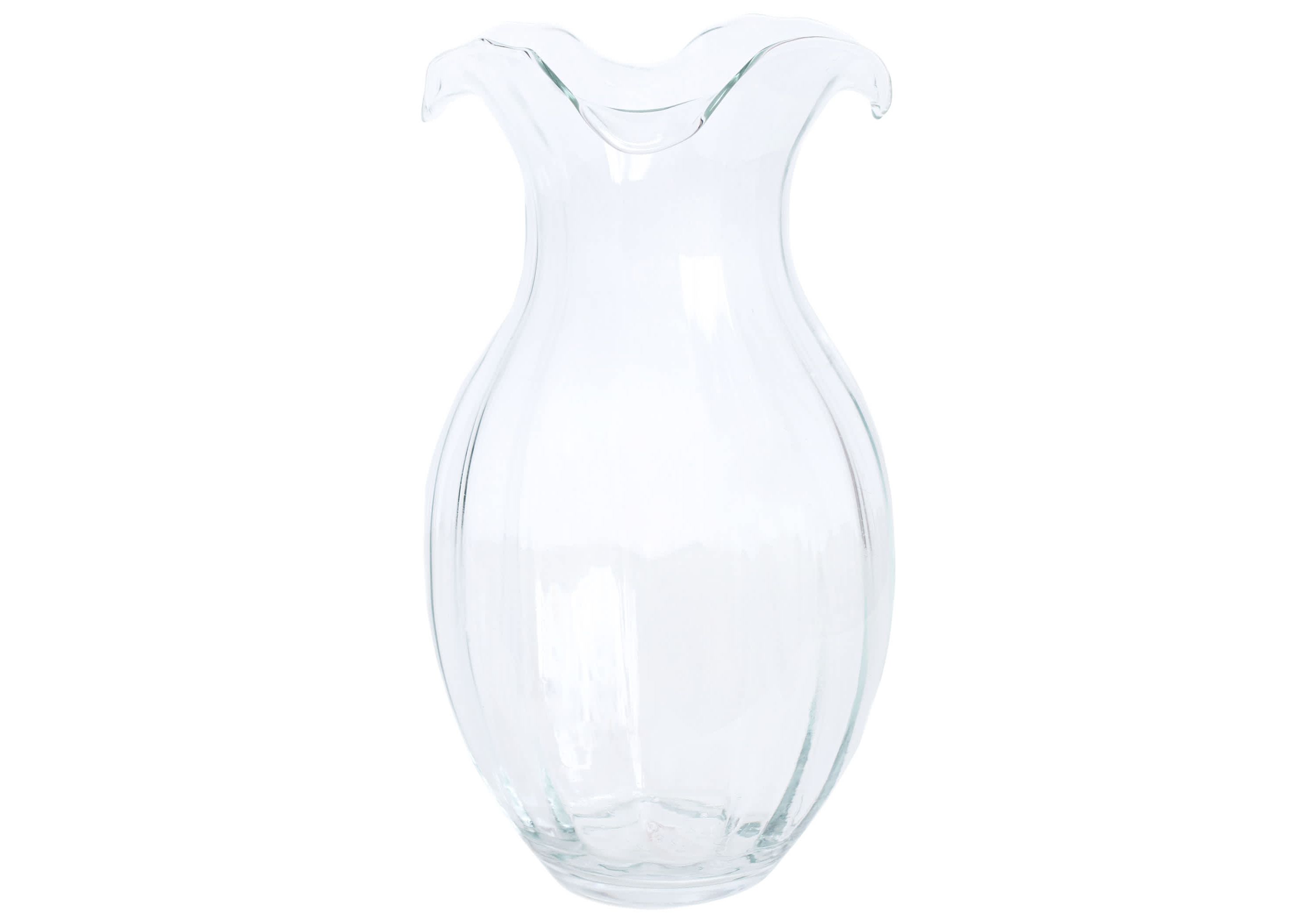 Hibiscus Glass Pink Vertical Fluted Large Vase