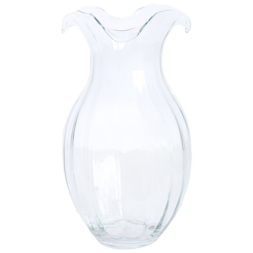 Hibiscus Glass Pink Vertical Fluted Large Vase
