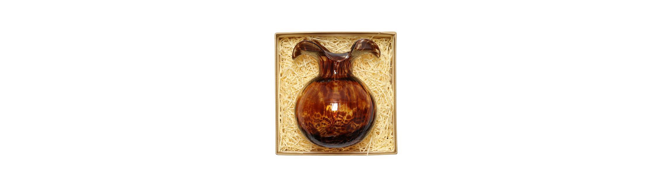 Hibiscus Glass Brown Tortoiseshell Bud Vase