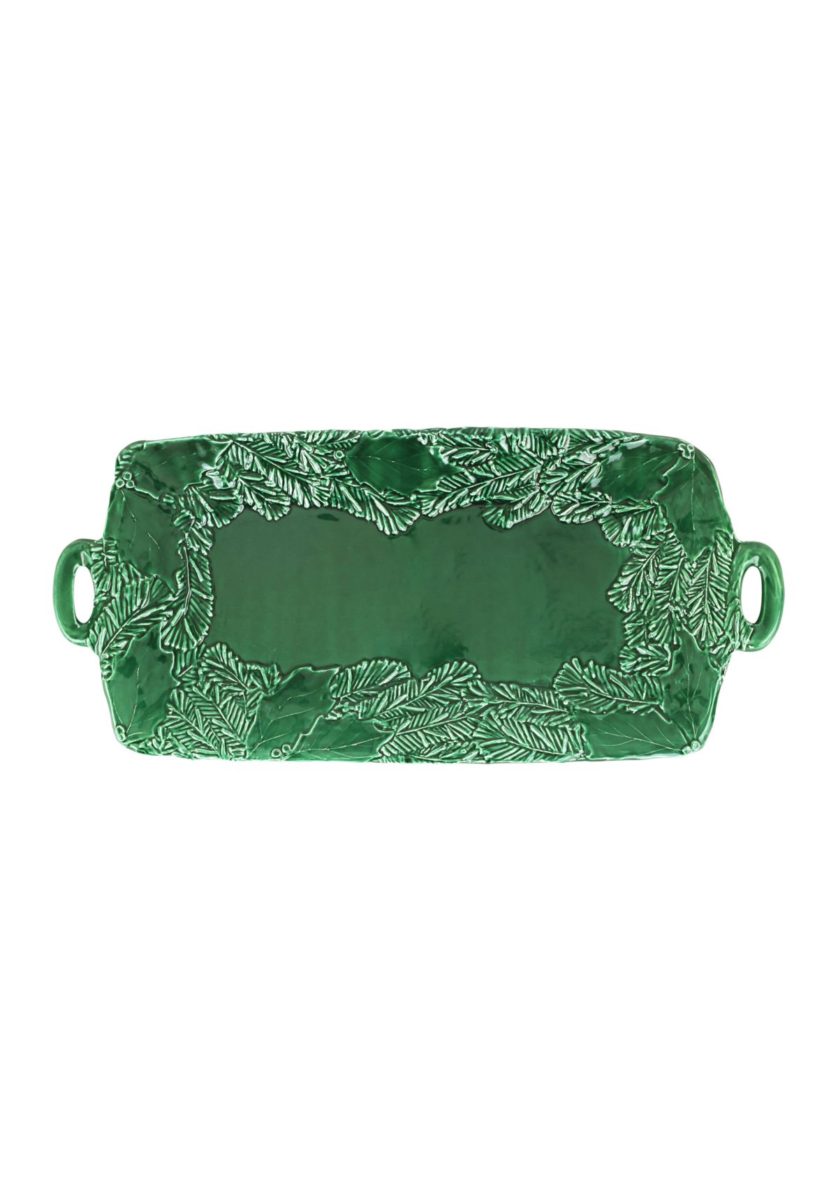 Lastra Holiday Green Figural Handled Rectangular Platter