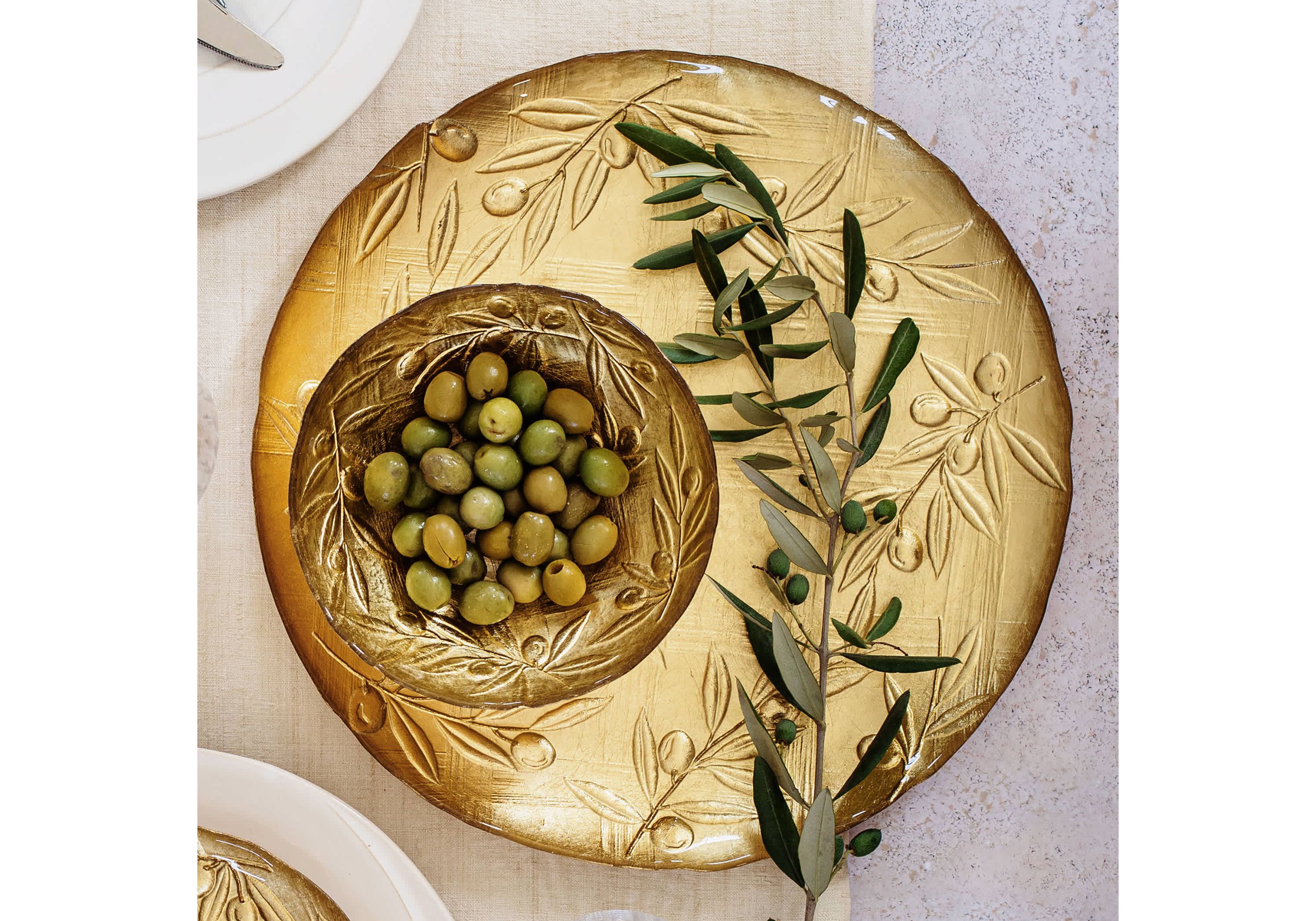 Moon Glass Olive Round Platter