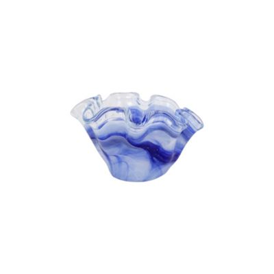Vietri Onda Glass Cobalt Petite Ruffled Bowl, Blue -  0663698510727