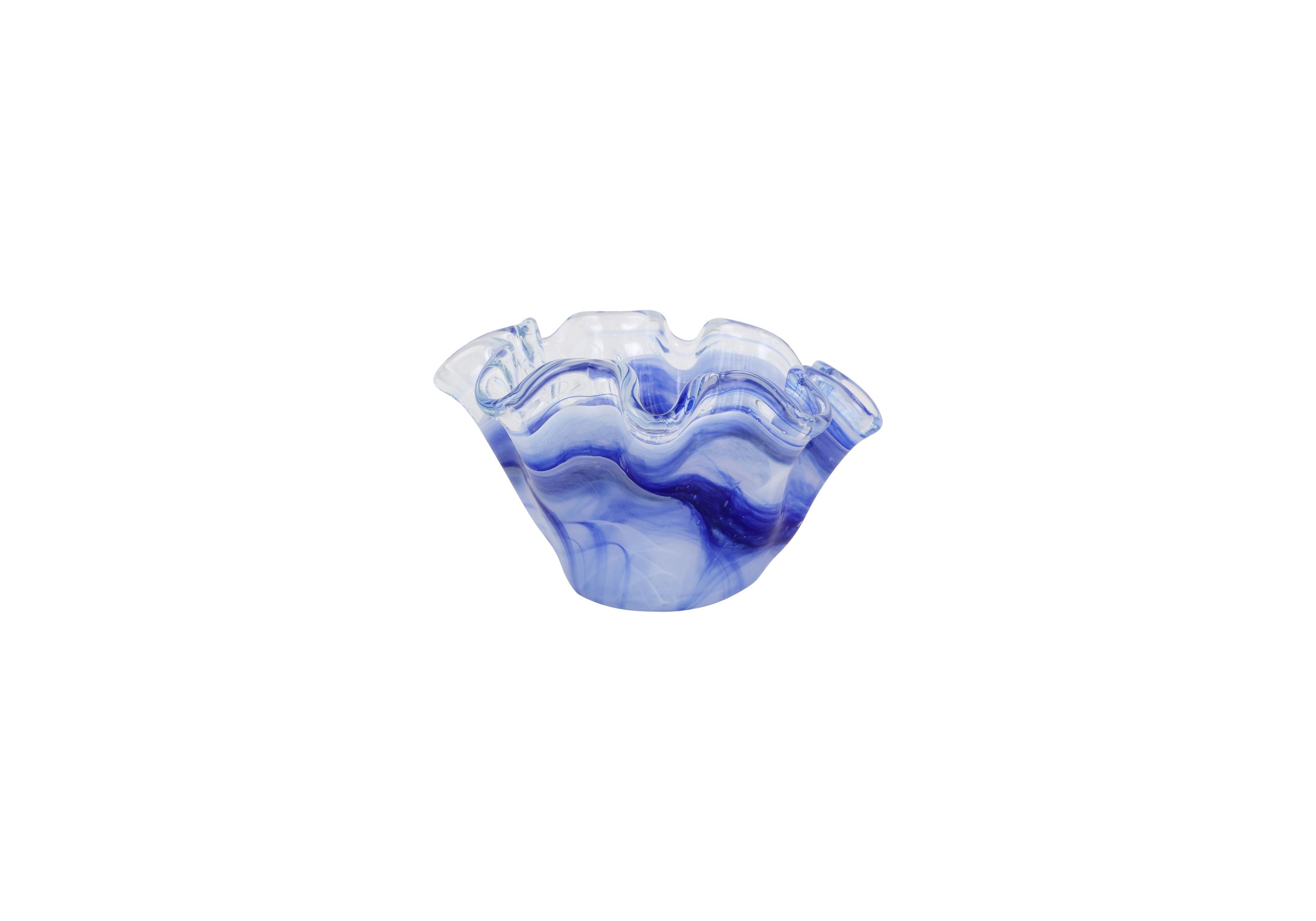 Onda Glass White Petite Ruffled Bowl