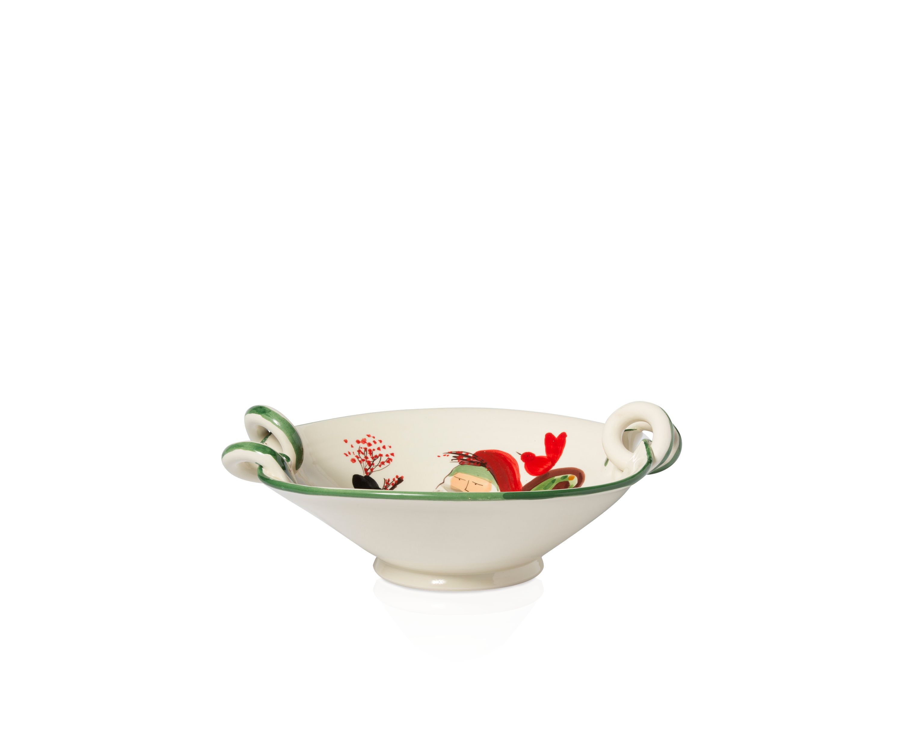 Old St. Nick Scallop Handled Bowl with Sleigh