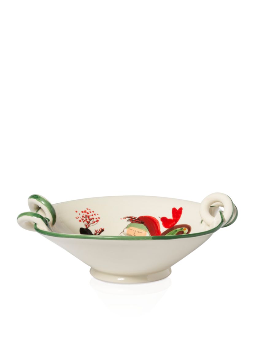 Old St. Nick Scallop Handled Bowl with Sleigh