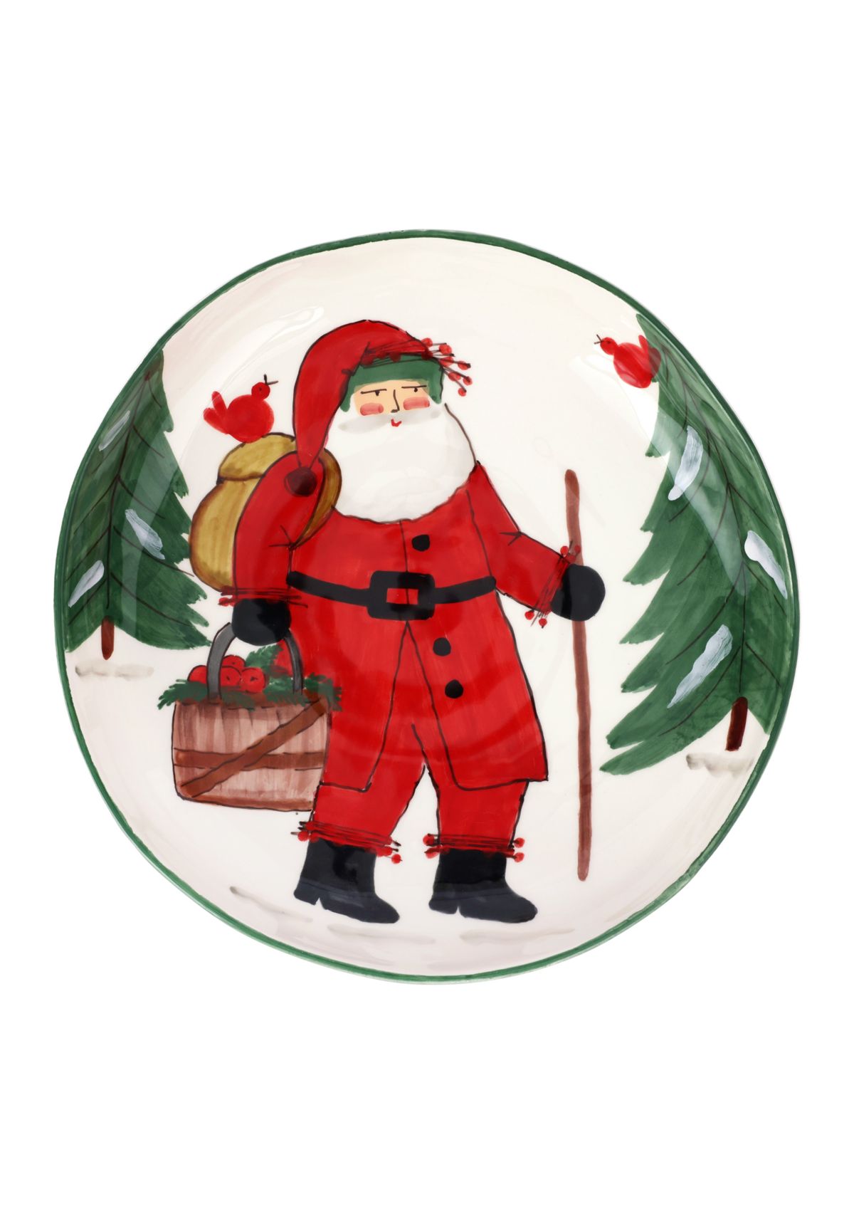 Old St. Nick Shallow Bowl with Apple Basket