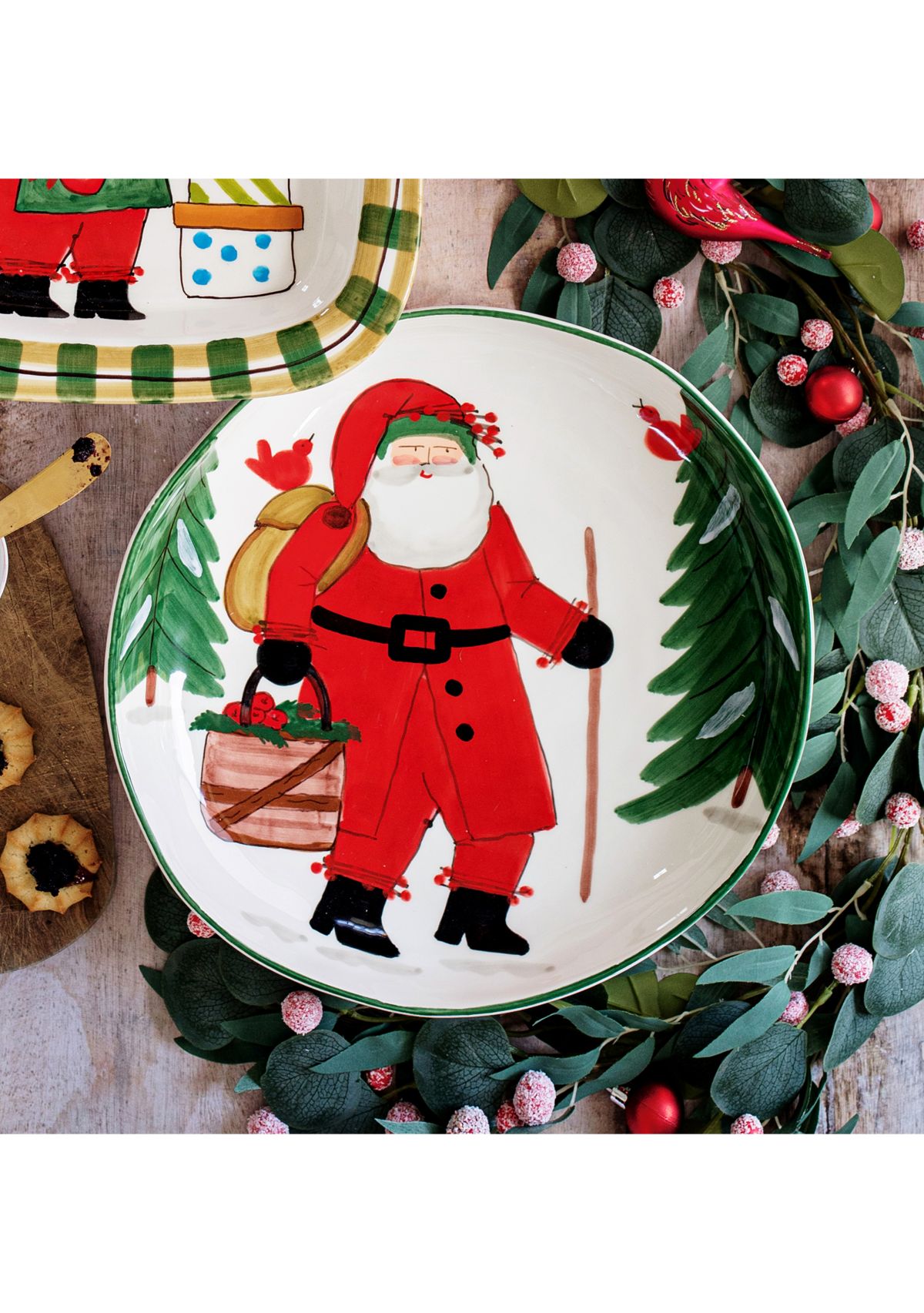 Old St. Nick Shallow Bowl with Apple Basket