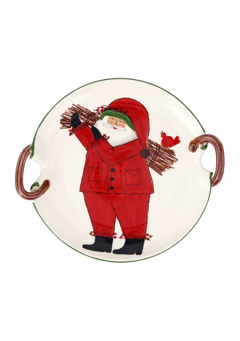 Old St. Nick Handled Round Platter with Sticks