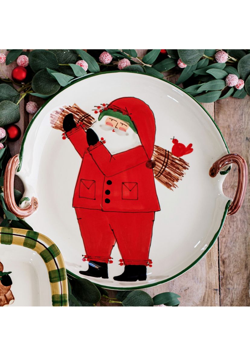Old St. Nick Handled Round Platter with Sticks