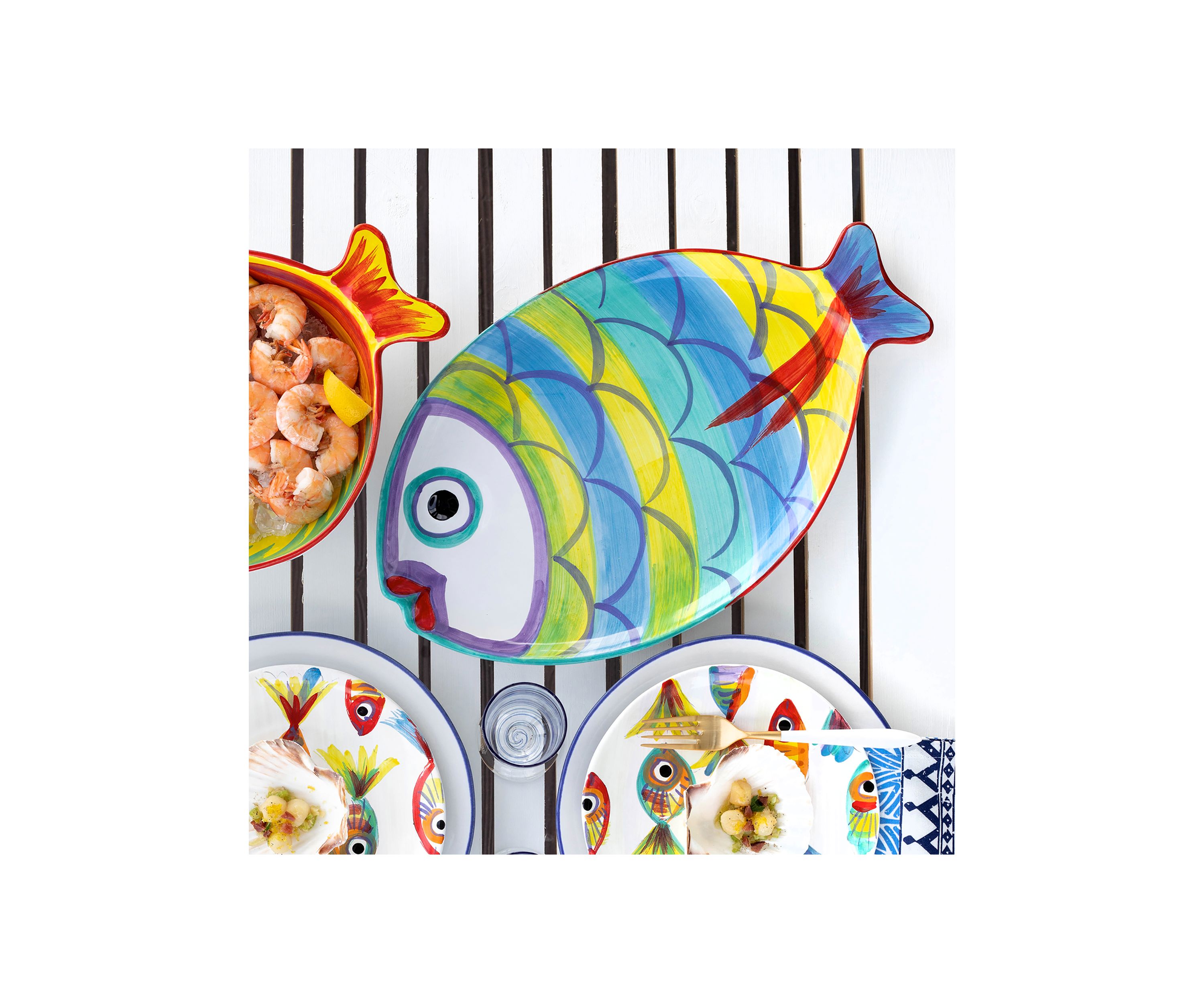 Pesci Colorati Figural Fish Platter
