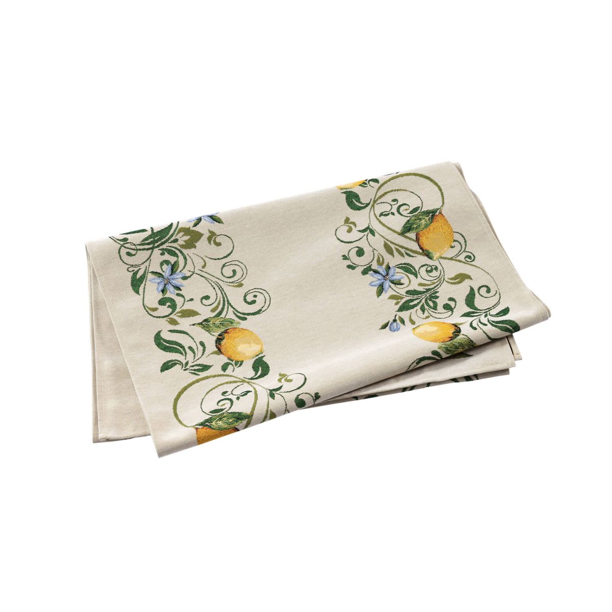 Tavola Lemons with Blue Flowers Runner