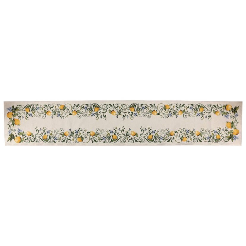 Tavola Lemons with Blue Flowers Runner