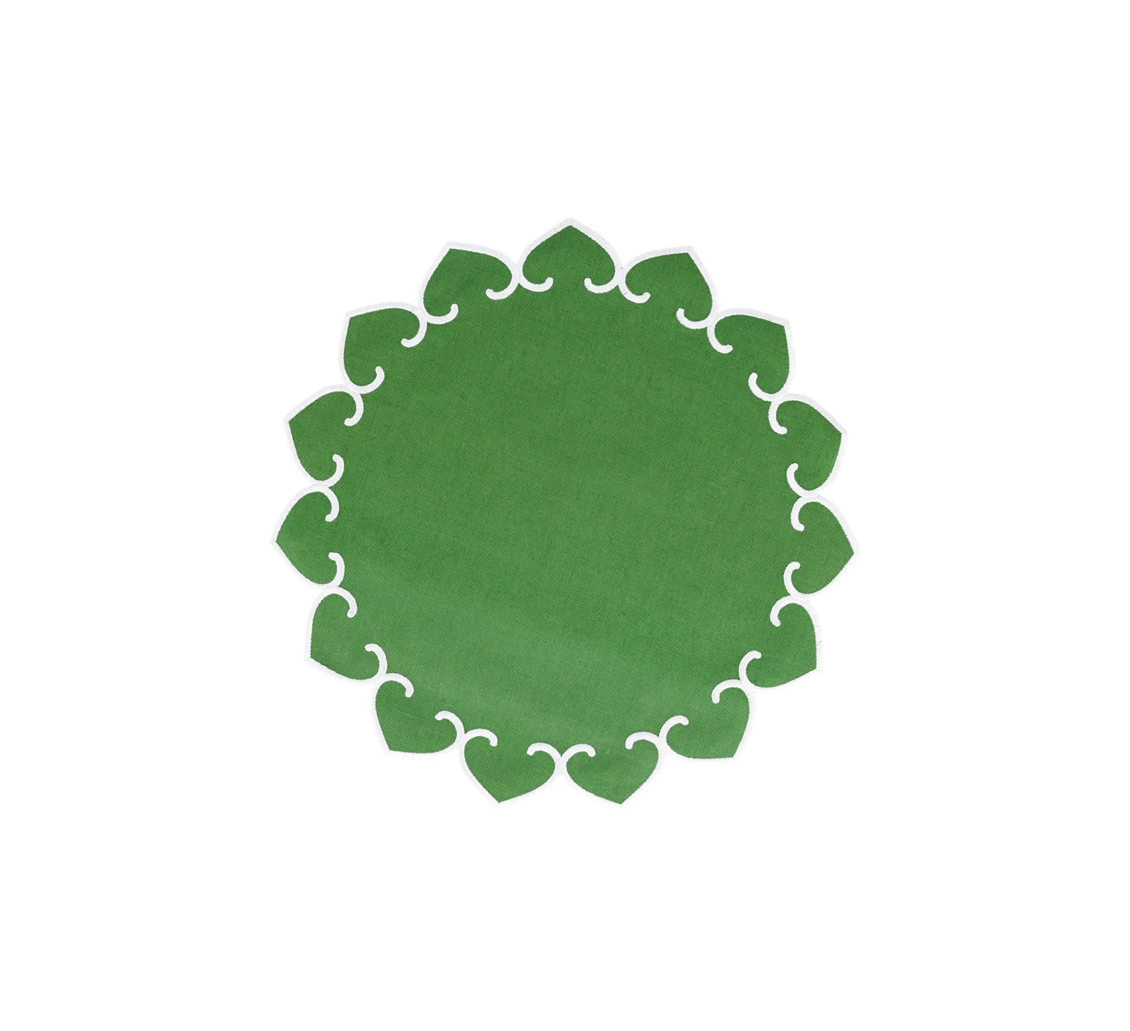 Tessuti Sage Green Round Placemats with White Stitching - Set of 4