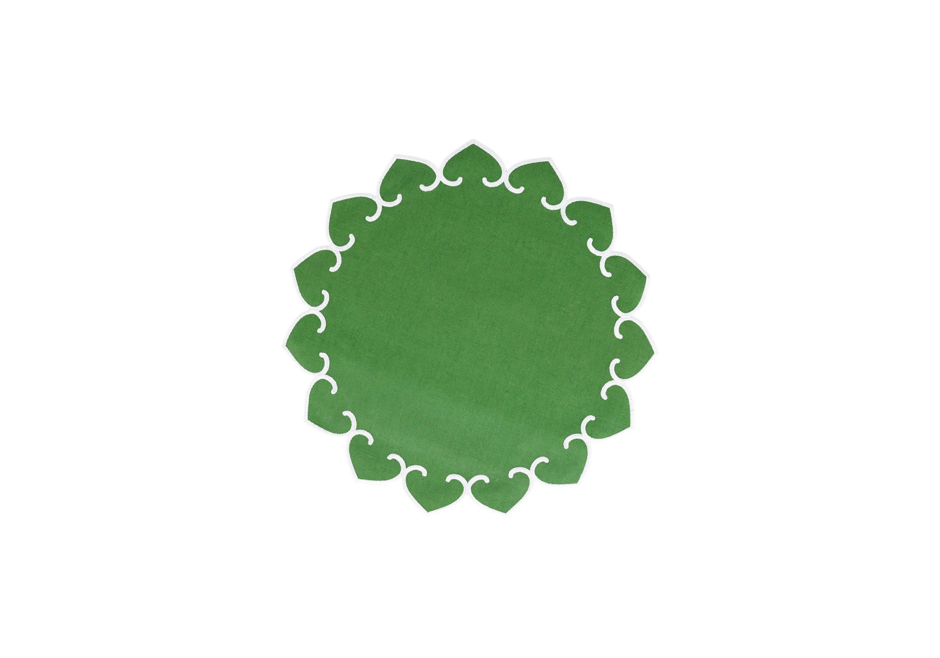 Tessuti Sage Green Round Placemats with White Stitching - Set of 4
