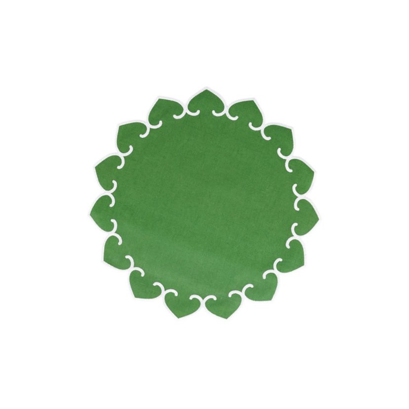 Tessuti Sage Green Round Placemats with White Stitching - Set of 4