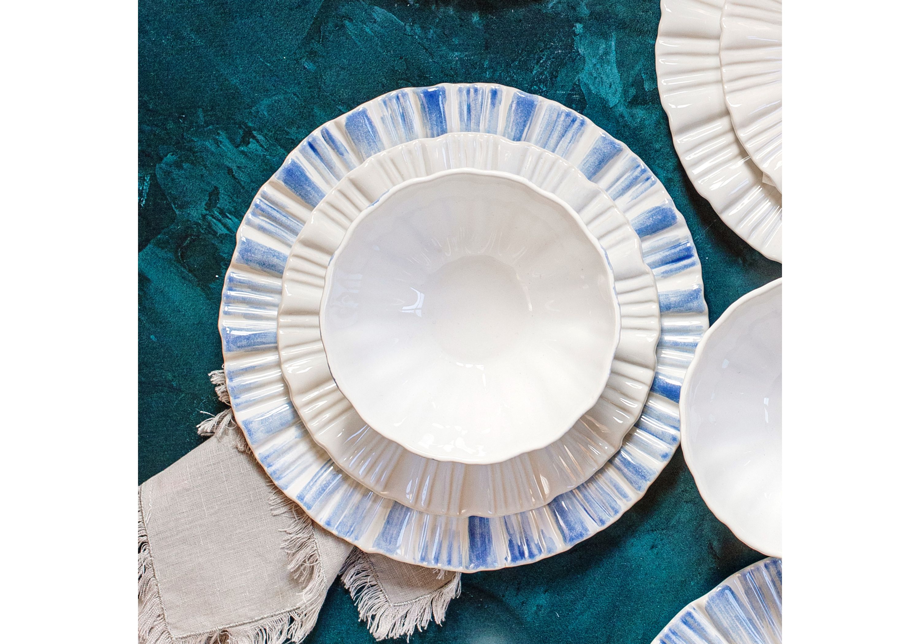 Bari Blue and White European Dinner Plate