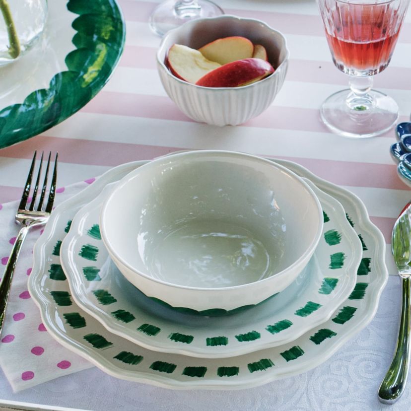 Lisbon Green Stitch Dinner Plate