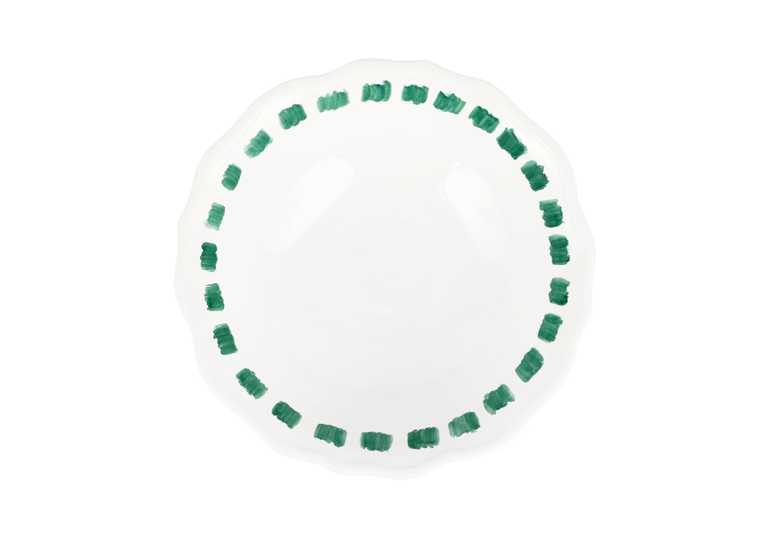 Lisbon Green Stitch Serving Bowl