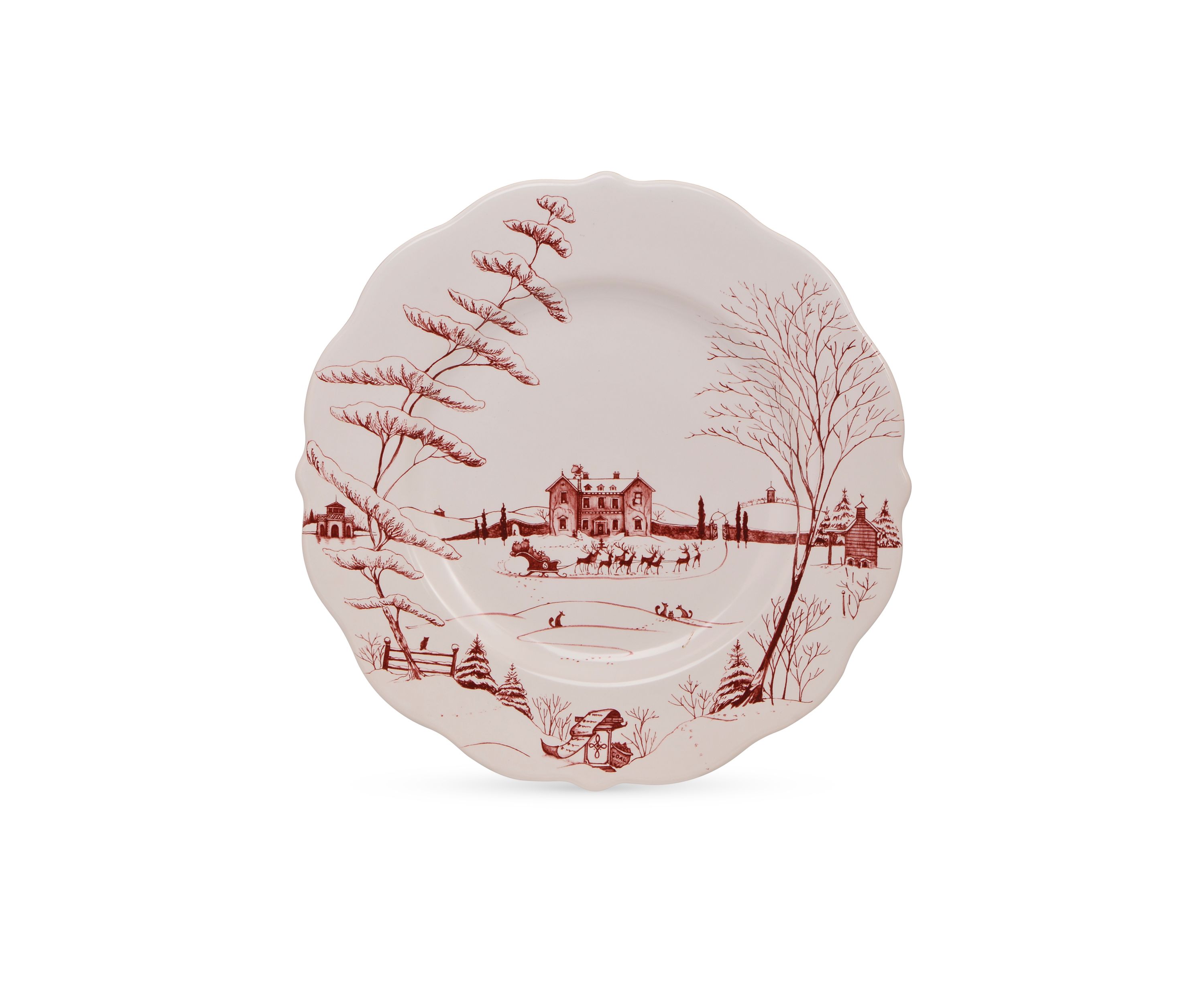 Winter Frolic Ruby Dinner Plate Christmas Eve